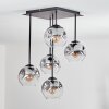 Ripoll ceiling light, globe light clear, Smoke-coloured, 5-light sources