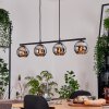 Koyoto hanging light, globe light, pendant light chrome, Smoke-coloured, 4-light sources