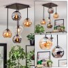 Koyoto ceiling light, globe light Amber, chrome, clear, Smoke-coloured, 5-light sources