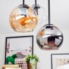 Koyoto ceiling light, globe light Amber, chrome, clear, Smoke-coloured, 5-light sources