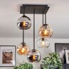 Koyoto ceiling light, globe light Amber, chrome, clear, Smoke-coloured, 5-light sources