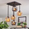Ripoll ceiling light, globe light Amber, Smoke-coloured, 5-light sources