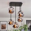 Ripoll ceiling light, globe light chrome, Smoke-coloured, 5-light sources