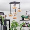 Koyoto ceiling light, globe light Amber, 5-light sources