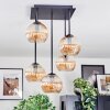 Koyoto ceiling light, globe light Amber, 5-light sources