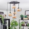 Koyoto ceiling light, globe light Amber, 5-light sources