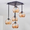 Koyoto ceiling light, globe light Amber, 5-light sources