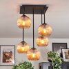 Koyoto ceiling light, globe light Amber, 5-light sources
