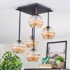 Koyoto ceiling light, globe light Amber, 5-light sources