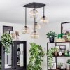 Koyoto ceiling light, globe light Amber, clear, 5-light sources