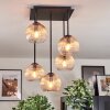 Koyoto ceiling light, globe light Amber, clear, 5-light sources