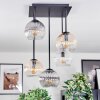 Koyoto ceiling light, globe light Amber, clear, Smoke-coloured, 5-light sources