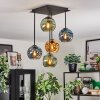 Ripoll ceiling light, globe light blue, gold, green, 5-light sources