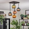Koyoto ceiling light, globe light blue, gold, green, coppery, 5-light sources