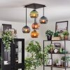 Koyoto ceiling light, globe light blue, gold, green, coppery, 5-light sources