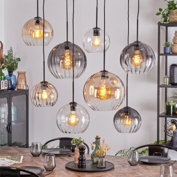 Koyoto hanging light, globe light, pendant light anthracite, silver, white, 8-light sources