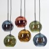 Koyoto hanging light, globe light, pendant light blue, gold, green, coppery, 6-light sources