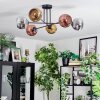 Ripoll ceiling light, globe light chrome, gold, coppery, Smoke-coloured, 6-light sources