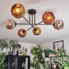 Ripoll ceiling light, globe light chrome, gold, coppery, Smoke-coloured, 6-light sources