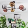 Ripoll ceiling light, globe light chrome, gold, coppery, Smoke-coloured, 6-light sources