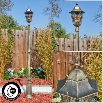 Hongkong&#x20;lamp&#x20;post,&#x20;path&#x20;light&#x20;brown,&#x20;gold,&#x20;1-light&#x20;source