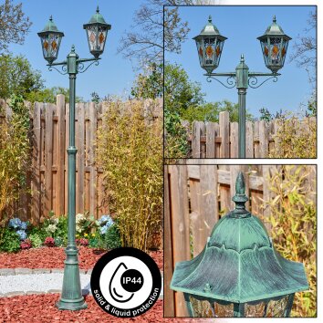 Hongkong lamp post, path light green, black, 2-light sources