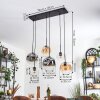 Ripoll hanging light, globe light, pendant light Amber, clear, Smoke-coloured, 6-light sources
