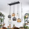 Ripoll hanging light, globe light, pendant light Amber, clear, Smoke-coloured, 6-light sources