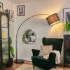 Bassagoda floor lamp, Arch lamps chrome, black, 1-light source, Fabric shade