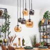 Ripoll hanging light, globe light, pendant light Amber, Smoke-coloured, 6-light sources