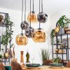 Ripoll hanging light, globe light, pendant light Amber, Smoke-coloured, 6-light sources
