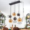 Ripoll hanging light, globe light, pendant light Amber, Smoke-coloured, 6-light sources