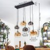 Ripoll hanging light, globe light, pendant light Amber, clear, Smoke-coloured, 6-light sources