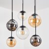 Gastor hanging light, globe light, pendant light Amber, clear, Smoke-coloured, 6-light sources