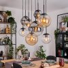 Gastor hanging light, globe light, pendant light Amber, clear, Smoke-coloured, 8-light sources
