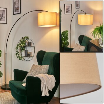 Soungou floor lamp, Arch lamps chrome, black, 1-light source, Fabric lampshade
