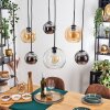 Koyoto hanging light, globe light, pendant light Amber, chrome, clear, Smoke-coloured, 6-light sources