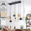 Koyoto hanging light, globe light, pendant light Amber, chrome, clear, Smoke-coloured, 6-light sources