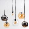 Koyoto hanging light, globe light, pendant light Amber, chrome, clear, Smoke-coloured, 6-light sources