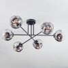 Ripoll ceiling light, globe light chrome, clear, Smoke-coloured, 6-light sources