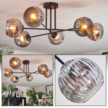 Ripoll ceiling light, globe light Smoke-coloured, 6-light sources