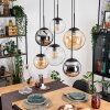 Gastor hanging light, globe light, pendant light Amber, chrome, clear, Smoke-coloured, 6-light sources