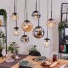 Gastor hanging light, globe light, pendant light Amber, chrome, clear, Smoke-coloured, 8-light sources