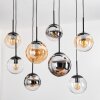 Gastor hanging light, globe light, pendant light Amber, chrome, clear, Smoke-coloured, 8-light sources