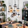 Gastor hanging light, globe light, pendant light Amber, chrome, clear, Smoke-coloured, 8-light sources