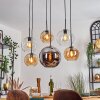 Koyoto hanging light, globe light, pendant light Amber, chrome, clear, Smoke-coloured, 6-light sources