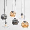 Ripoll hanging light, globe light, pendant light Amber, clear, Smoke-coloured, 6-light sources