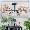 Ripoll ceiling light, globe light Amber, 6-light sources