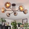 Ripoll ceiling light, globe light chrome, clear, Smoke-coloured, 6-light sources