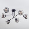Ripoll ceiling light, globe light chrome, clear, Smoke-coloured, 6-light sources